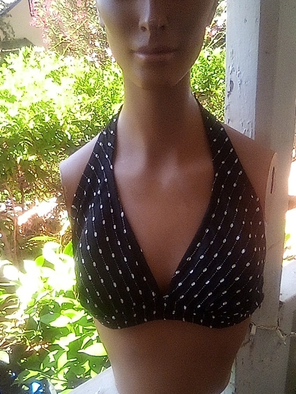 Merona Black Polka Dot Halter Bikini Top